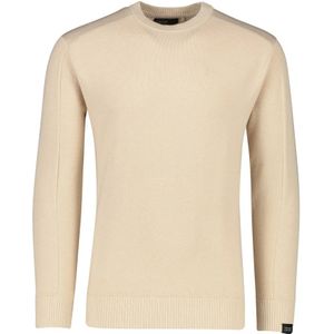 Butcher of Blue, Truien, Heren, Beige, XL, Katoen, Beige Ronde Hals Trui