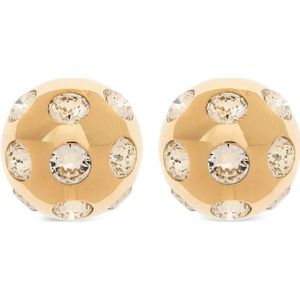 Jacquemus, Accessoires, Dames, Geel, ONE Size, Kristalversierde Goudkleurige Oorbellen Set