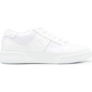 Giorgio Armani, Schoenen, Heren, Wit, 44 EU, Leer, Witte Elegante Trainers Sneaker