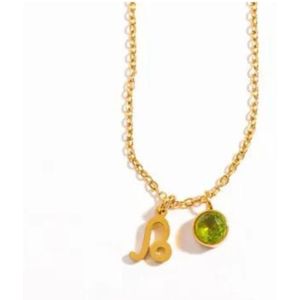 Dansk Copenhagen, Accessoires, Dames, Geel, ONE Size, Peridot Leo Zodiac Ketting Goudkleurig