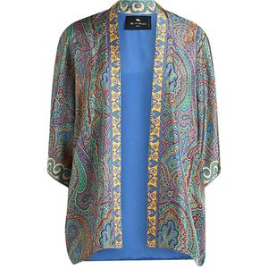 Etro, Jassen, Dames, Veelkleurig, S, Leer, Groene Paisley Zijden Jas