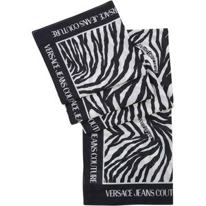 Versace Jeans Couture, Accessoires, Dames, Zwart, ONE Size, Katoen, Zebra Print Sjaal Pareo