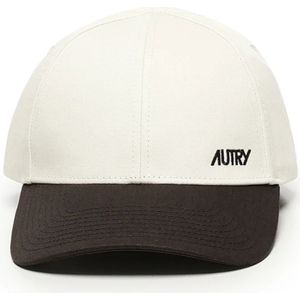 Autry, Accessoires, Heren, Beige, ONE Size, Katoen, Katoenen Geborduurde Logo Hoeden