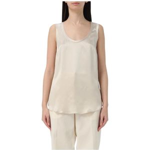 Brunello Cucinelli, Tops, Dames, Beige, S, Bruine Zijden Cami Top Elegant Ontwerp