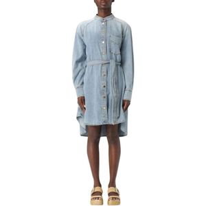 Zimmermann, Kleedjes, Dames, Blauw, S, Denim, Gebelte Denim Overhemdjurk