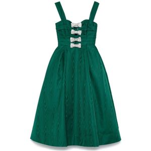 Rebecca Vallance, Kleedjes, Dames, Groen, M, Smaragdgroene Strikdetail Jurk