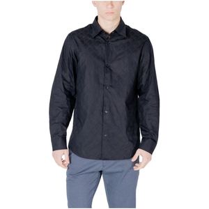 Armani Exchange, Overhemden, Heren, Blauw, L, Katoen, Elegante herenoverhemd met lange mouwen