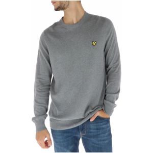 Lyle & Scott, Truien, Heren, Grijs, XL, Katoen, Katoenen Merino Trui met Ronde Hals
