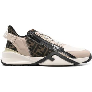 Fendi, Schoenen, Heren, Zwart, 44 EU, Zwarte Sneakers met FF Motif Logo