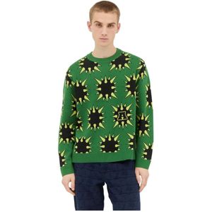 Awake NY, Truien, Heren, Groen, M, Katoen, Grafische Spike Sweater