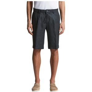 Peserico, Korte broeken, Heren, Blauw, S, Linnen, Puurlinnen gabardine Bermuda shorts