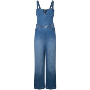 Liu Jo, Jumpsuits & Playsuits, Dames, Blauw, W27, Denim, Denim jumpsuit met V-hals en flare broek