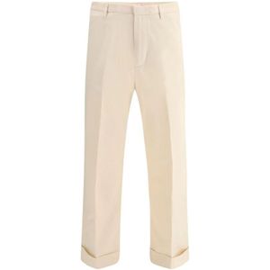 Valentino, Broeken, Heren, Beige, L, Katoen, Wijde katoenen broek met zakken