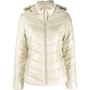 Calvin Klein, Jassen, Dames, Beige, S, Leer, Essential Gewatteerde Jas