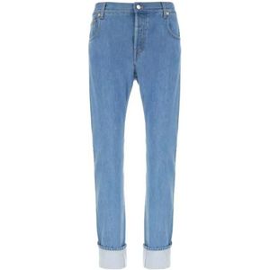 Gucci, Jeans, Heren, Blauw, W33, Blauwe Tapered Turn Up Jeans