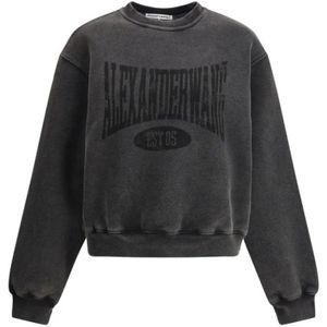Alexander Wang, Sweatshirts & Hoodies, Dames, Zwart, M, Katoen, Grafisch Katoenen Sweatshirt