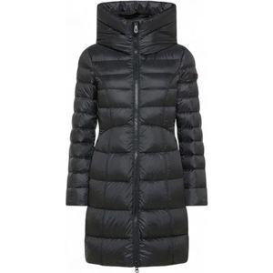 Peuterey, Jassen, Dames, Zwart, M, Polyester, Gewatteerde Lange Hoodie