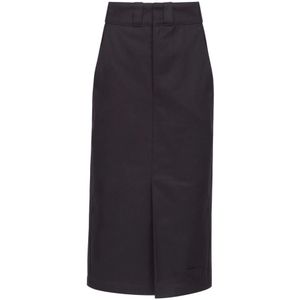 Maison Margiela, Rokken, Dames, Zwart, M, Katoen, Elegante Zwarte Midi Jurk