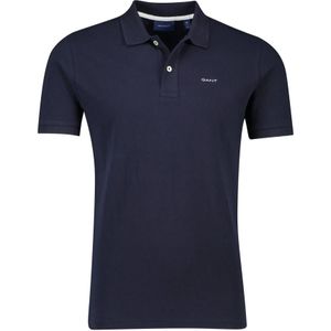 Gant, Tops, Heren, Blauw, M, Katoen, Donkerblauw Polo Shirt met Korte Mouwen
