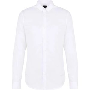 Armani Exchange, Overhemden, Heren, Wit, XL, Klassiek Wit Overhemd Ultra Stretch Stof