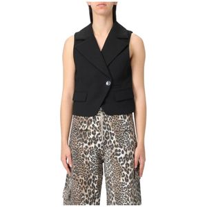 Ganni, Jassen, Dames, Zwart, M, Zwarte Mouwloze Vest Laagjesstuk