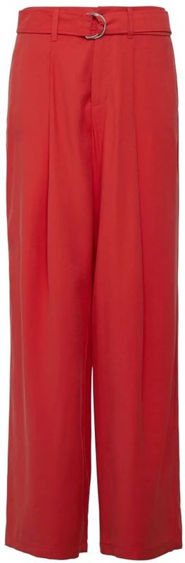 s.Oliver, Broeken, Dames, Rood, M, Wijde Viscose Mix Broek met Riem