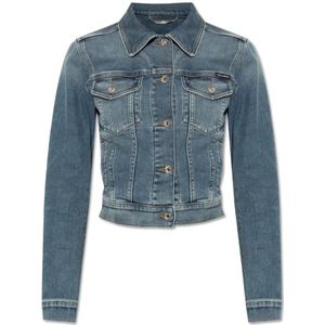 Dolce & Gabbana, Jassen, Dames, Blauw, XS, Denim, Denim jas met vintage effect