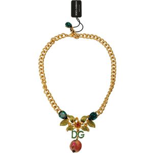 Dolce & Gabbana, Accessoires, Dames, Geel, ONE Size, Katoen, Gouden Bloem Fruit Ketting