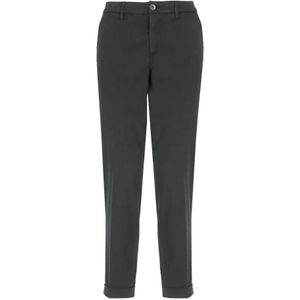 Fay, Broeken, Dames, Zwart, W30, Katoen, Zwarte katoenmix cropped broek