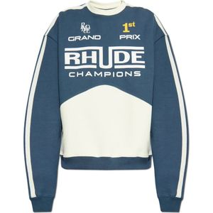 Rhude, Sweatshirts & Hoodies, Heren, Blauw, S, Katoen, Sweatshirt met Logo