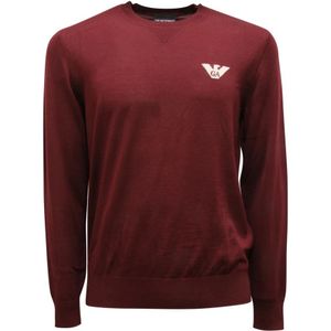 Armani, Truien, Heren, Rood, M, Wol, Wollen trui in Tawny Port-stijl