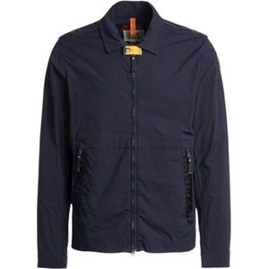 Parajumpers, Jassen, Heren, Blauw, L, Katoen, Steen-Gewassen Stretch Overshirt