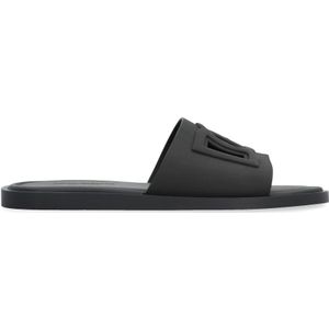 Dolce & Gabbana, Schoenen, Heren, Zwart, 40 EU, Rubberen slides met uitsparingen