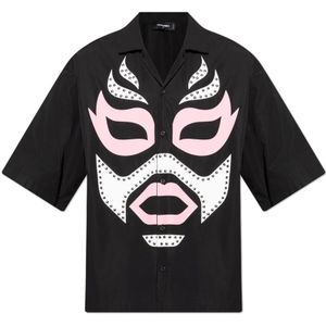 Dsquared2, Overhemden, Heren, Zwart, L, Katoen, Kortemouwenshirt