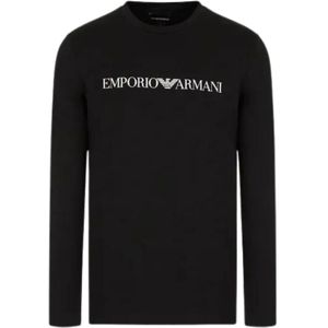 Emporio Armani, Sweatshirts & Hoodies, Heren, Zwart, S, Katoen, T-shirt met lange mouwen