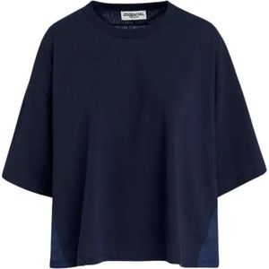Essentiel Antwerp, Tops, Dames, Blauw, M, Satijn, Satijnen T-shirt met open rug