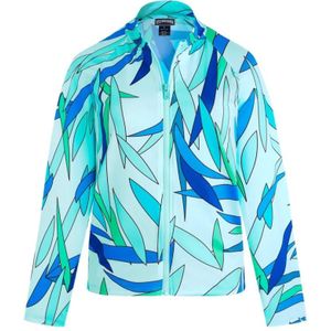 Vilebrequin, Sport, Dames, Blauw, M, Langarmig Madrague T-shirt met UV-bescherming en rits voor dames