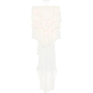 Blumarine, Kleedjes, Dames, Wit, XS, Beige Elastische Band Strik-Fasten Jurk