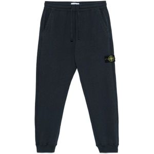 Stone Island, Broeken, Heren, Blauw, M, Blauwe Trekkoordbroek Elastische Tailleband