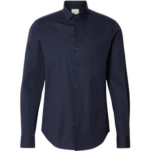 Calvin Klein, Overhemden, Heren, Blauw, 4Xl, Katoen, Blauw Elegant Katoenen Overhemd Slim Fit