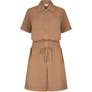 Liu Jo, Jumpsuits & Playsuits, Dames, Beige, M, Bamboe, Korte bamboejurk met Franse kraag