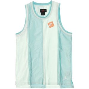 Jordan, Tops, Heren, Groen, M, Polyester, Basketball Tanktop met Asymmetrische Zoom