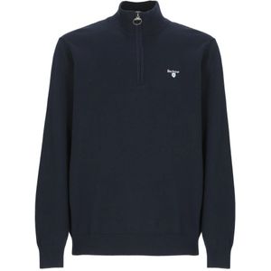 Barbour, Truien, Heren, Blauw, M, Katoen, Blauwe Katoenen Trui met Rits