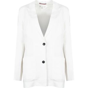 Tommy Hilfiger, Jassen, Dames, Wit, M, Linnen, Linnen Blazer