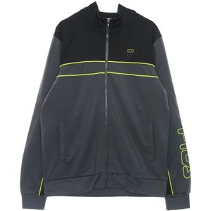 Fila, Sweatshirts & Hoodies, Heren, Veelkleurig, S, Polyester, Track Jacket Asfalt/zwart Hoge hals