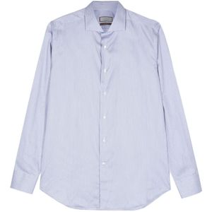 Canali, Overhemden, Heren, Blauw, XL, Katoen, Impeccabile Katoenen Gestreepte Overhemd