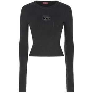 Diesel, Truien, Dames, Zwart, M, Katoen, Rondgebreide trui