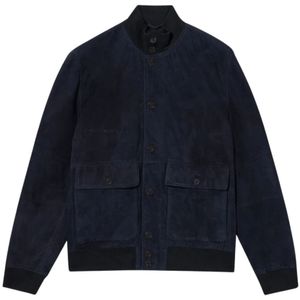 Brooks Brothers, Jassen, Heren, Blauw, S, Suède, Bomber Suède Jas