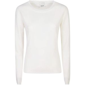 Allude, Truien, Dames, Wit, L, Wol, Rondhals gebreide trui