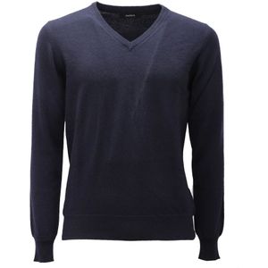 Alpha Studio, Truien, Heren, Blauw, M, Navy Wool/Cashmere V-Neck Sweater